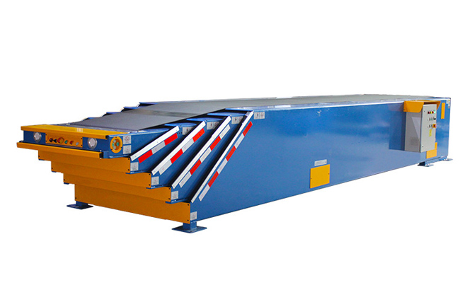 它可以在長度方向上自由伸縮，隨時控制輸送機的長度